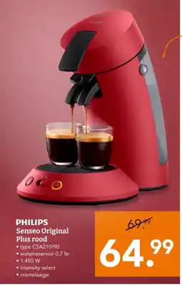 Blokker PHILIPS Senseo Original Plus rood aanbieding