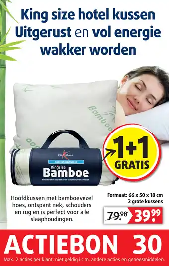 Lucovitaal King size Bamboe hotel kussen aanbieding