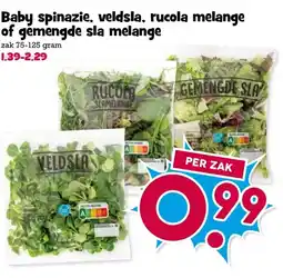 Boon`s Markt Baby spinazie, veldsla, rucola melange of gemengde sla melange aanbieding