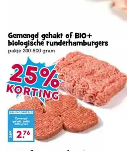 Boon`s Markt Gemengd gehakt of BIO+ biologische runderhamburgers aanbieding