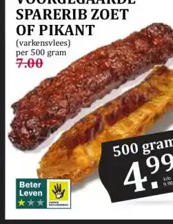 Boon`s Markt VOORGEGAARDE SPARERIB ZOET OF PIKANT aanbieding