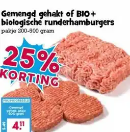 Boon`s Markt Gemengd gehakt of BIO+ biologische runderhamburgers aanbieding