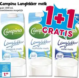 Boon`s Markt Campina Langlekker melk aanbieding