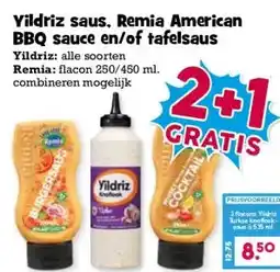 Boon`s Markt Yildriz saus. Remia American BBQ sauce en/of tafelsaus aanbieding
