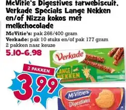Boon`s Markt McVitie's Digestives tarwebiscuit. Verkade Specials Lange Nekken en/of Nizza kokos met melkchocolade aanbieding
