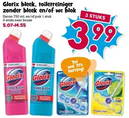 Boon`s Markt Glorix bleek, toiletreiniger zonder bleek en/of wc blok aanbieding