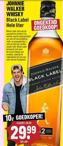 Dirck 3 Johnnie Walker Black Label 12 Years Whisky 100 cl aanbieding