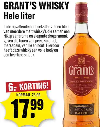 Dirck 3 Grant's Triple Wood blended Whisky 100 cl aanbieding