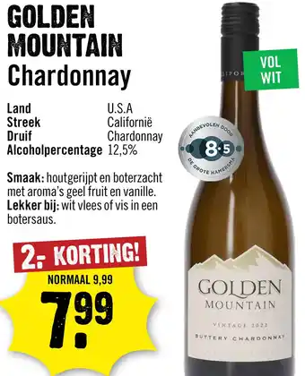 Dirck 3 Golden Mountain Buttery Chardonnay 75 cl aanbieding