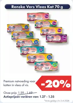 Huisdier Voordeelshop Renske Vers Vlees Kat 70g aanbieding