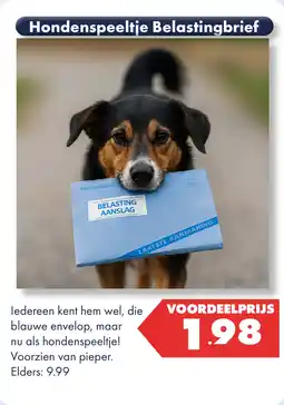 Huisdier Voordeelshop Hondenspeeltje Belastingbrief aanbieding