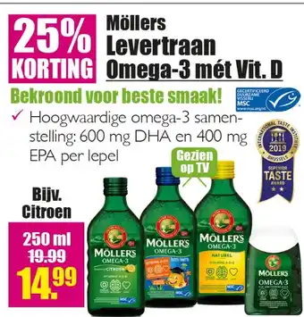 Gezond & Wel Möllers Levertraan Omega-3 mét Vit. D aanbieding