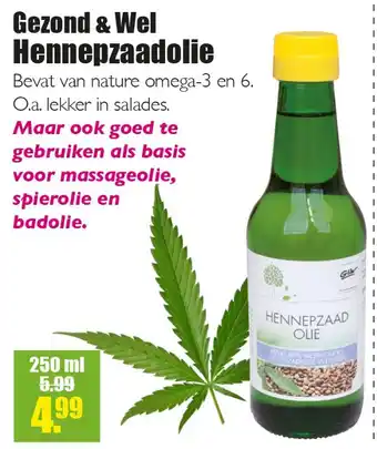 Gezond & Wel Gezond & Wel Hennepzaadolie 250ml aanbieding