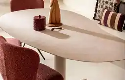 Xooon Saluti, eetkamertafel organisch 210 X 120 cm. - centrale teenpoot - creme - Antraciet aanbieding