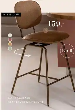 Xooon Lexi, barstoel - steelbrown - draaibaar - stof Cloudy - koper aanbieding