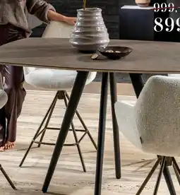 Xooon Saluti, bartafel ovaal 150 x 105 cm. - 4-pootjes - rough off black - Antraciet aanbieding
