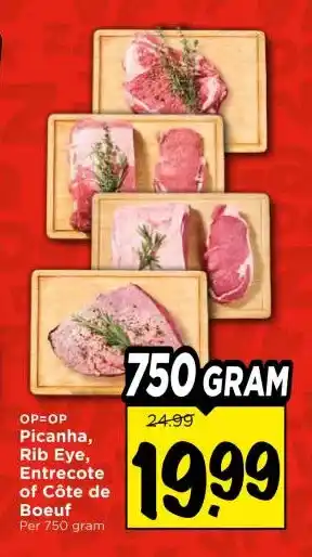 Vomar Voordeelmarkt Picanha, Rib Eye, Entrecote of Côte de Boeuf aanbieding