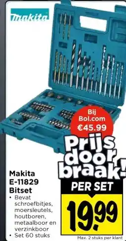 Vomar Voordeelmarkt Makita E-11829 Bitset aanbieding