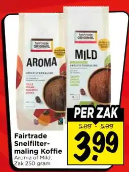 Vomar Voordeelmarkt Fairtrade Snelfilter- maling Koffie aanbieding