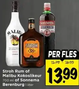Vomar Voordeelmarkt Stroh Rum of Malibu Kokoslikeur aanbieding