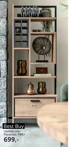 Henders & Hazel Pavarotti, roomdivider 70 cm - 1-lade t&t + 7-niches + 8-wijnvakken aanbieding