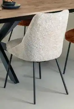 Henders & Hazel Isaac, eetkamerstoel - 4-pootjes - rough off black - stof Derby - beige aanbieding