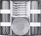 Bol.com Tokyo Design Studio Nippon Black Espresso Serviesset- 6 personen - 18 stuks - Porselein - Zwart/Wit aanbieding