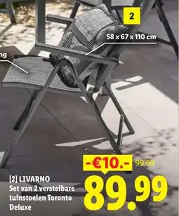 Lidl Set van 2 verstelbare tuinstoelen Toronto Deluxe aanbieding