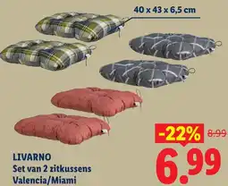 Lidl Livarno Set van 2 zitkussens Valencia/Miami aanbieding