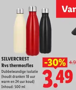Lidl Silvercrest rvs thermosfles aanbieding