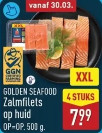 ALDI Golden seafood zalmfilets op huid aanbieding