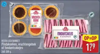 ALDI Heerlijck banket pindakoeken vruchtengebak of fondantcakejes aanbieding