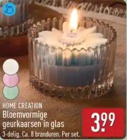 ALDI Home creation bloemvormige geurkaarsen in glas aanbieding