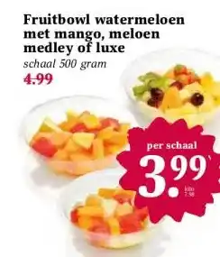 Coop Fruitbowl watermeloen met mango, meloen medley of luxe aanbieding