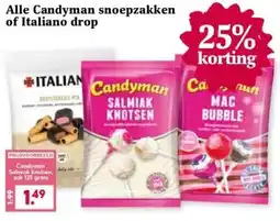 Coop Alle Candyman snoepzakken of Italiano drop aanbieding