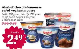 Coop Almhof chocolademousse en/of yoghurtmousse aanbieding