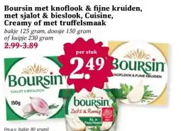 Coop Boursin met knoflook & fijne kruiden, met sjalot & bieslook, Cuisine, Creamy of met truffelsmaak aanbieding