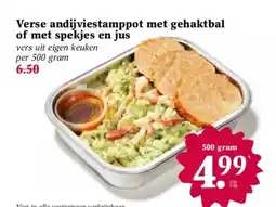 Coop Verse andijviestamppot met gehaktbal of met spekjes en jus aanbieding