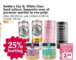 Coop Bobby's Gin &, White Claw hard seltzer, Amaretto sour of pornstar martini in een potje aanbieding
