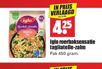 Dirk Iglo roerbaksensatie tagliatelle-zalm pak 450 gram aanbieding