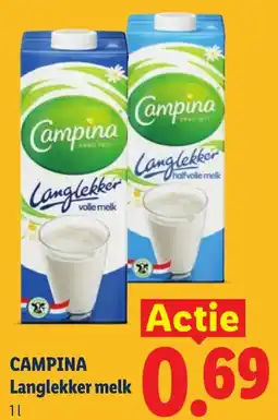 Lidl Campina langlekker melk aanbieding