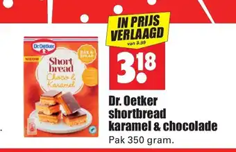 Dirk Dr. Oetker shortbread karamel & chocolade pak 350 gram aanbieding