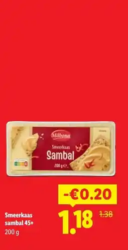 Lidl Smeerkaas sambal 45+ aanbieding
