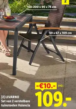 Lidl Livarno set van 2 verstelbare tuinstoelen valencia aanbieding