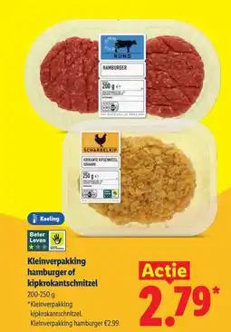 Lidl Kleinverpakking hamburger of kipkrokantschnitzel aanbieding
