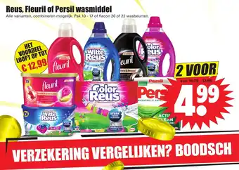 Dirk Reus, Fleuril of Persil wasmiddel alle varianten, combineren mogelijk. pak 10-17 flacon 20 of 22 wasbeurten aanbieding