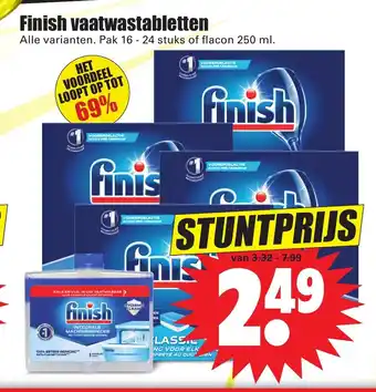 Dirk Finish vaatwastabletten alle varianten pak 16 - 24 stuks of flacon 250 ml aanbieding