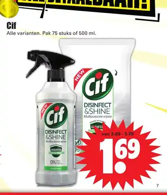 Dirk Cif alle varianten, pak 75 stuks of 500 ml aanbieding