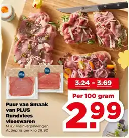 PLUS Puur van Smaak van PLUS Rundvlees vleeswaren aanbieding