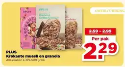 PLUS PLUS Krokante muesli en granola aanbieding